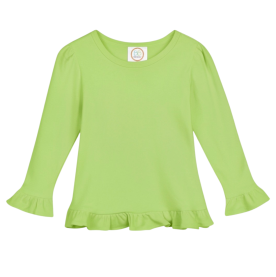 Blank Girl's Long Sleeve Ruffle Tee Shirt